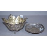 Vintage Indian silver 1 rupee coin dish