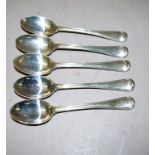 Set five Victorian sterling silver dessert spoons