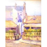 Winifred Betts 1875-1958 Street scene watercolour