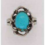 A Navajo silver & natural turquoise ring