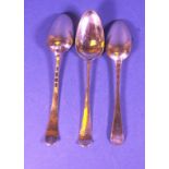 Three George III sterling silver soup spoons