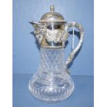 Vintage sterling silver & crystal claret jug