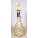 Large sterling silver collared scent bottle