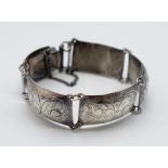 Antique sterling silver hollow link bracelet