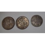 Two Queen Victorian crowns and a double florin