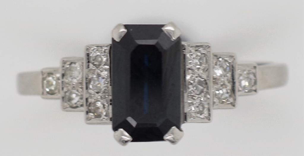 18ct gold, palladium, diamond & sapphire ring - Image 2 of 6