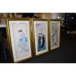 Set three framed Japanese prints