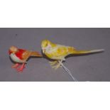 Two antique Japanese ivory bird figurines