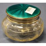 George V silver & enamel lidded toilet jar