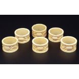 Set of six antique Chinese carved napkin rings
