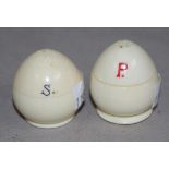 Pair of antique ivory salt & pepper shakers