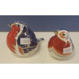 Two Royal Crown Derby "Robin" paperweights