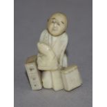 Antique Japanese ivory netsuke - fisherman