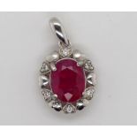 Ladies silver & ruby pendant