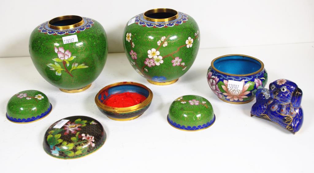 Four various Chinese cloisonne lidded bowls - Image 3 of 3
