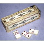 Antique bone miniature domino's set in box
