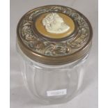 Vintage brass lidded crystal toilet jar