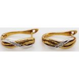 9ct two tone gold and diamond earrings