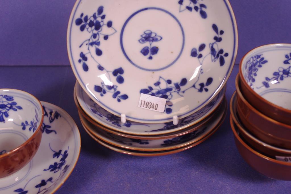 Five Chinese 18th export blue & white tea bowls - Image 2 of 3