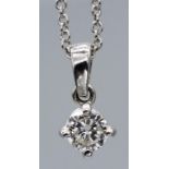 Solitaire diamond, 18ct gold pendant and chain