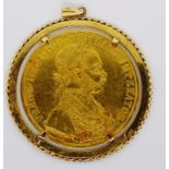 IMP Franz Joseph I 4 Ducat gold coin in pendant
