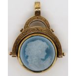 Antique gold cameo fob spinner