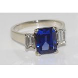 14ct white gold, sapphire & diamond ring