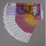Ten consecutive Fraser/Higgins $5 notes
