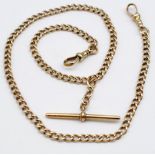 Antique 9ct gold fob chain and t-bar