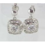 9ct white gold and cz earrings