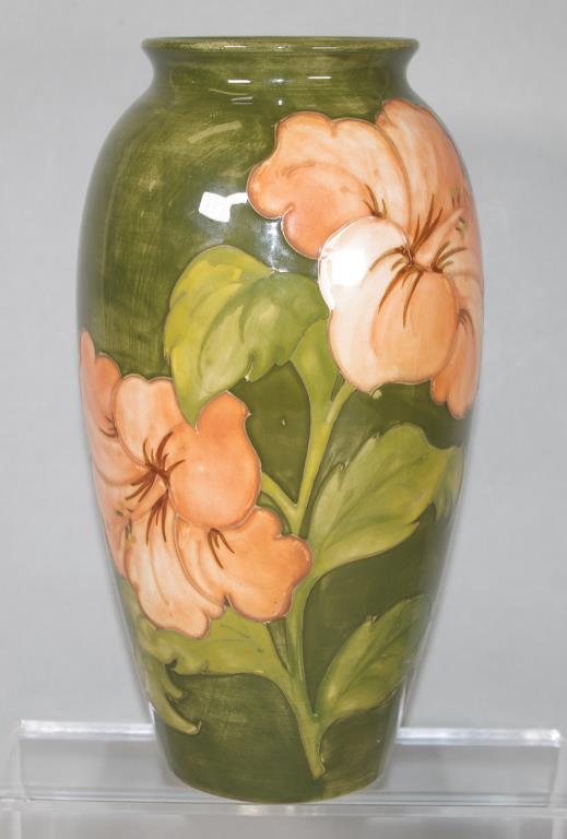 Large Moorcroft Coral Hibiscus vase