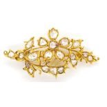 Antique old rose cut diamond and 22ct gold brooch.