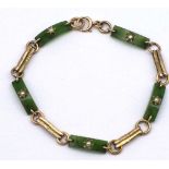 Antique New Zealand Greenstone and gold bracelet