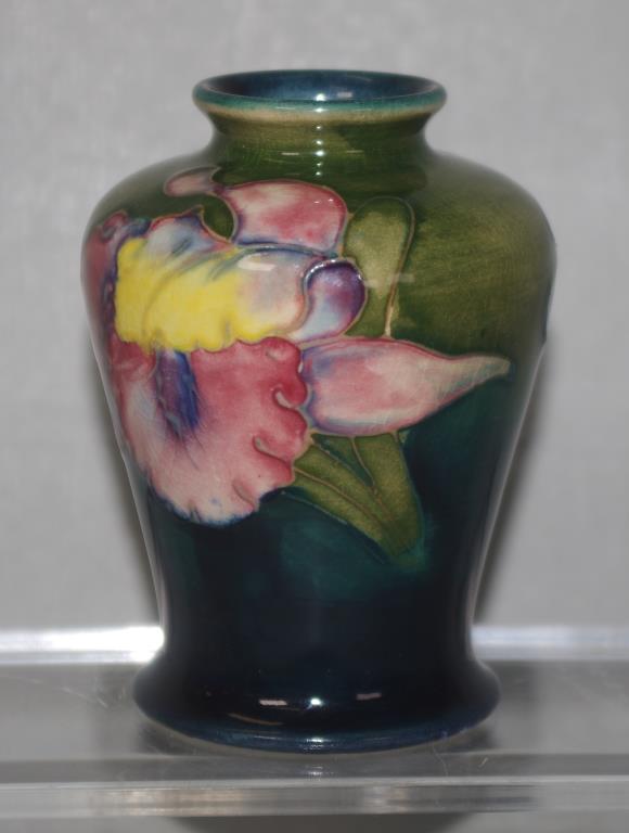 Moorcroft green orchid vase