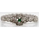 Art Deco 18ct gold, diamond and emerald bracelet.