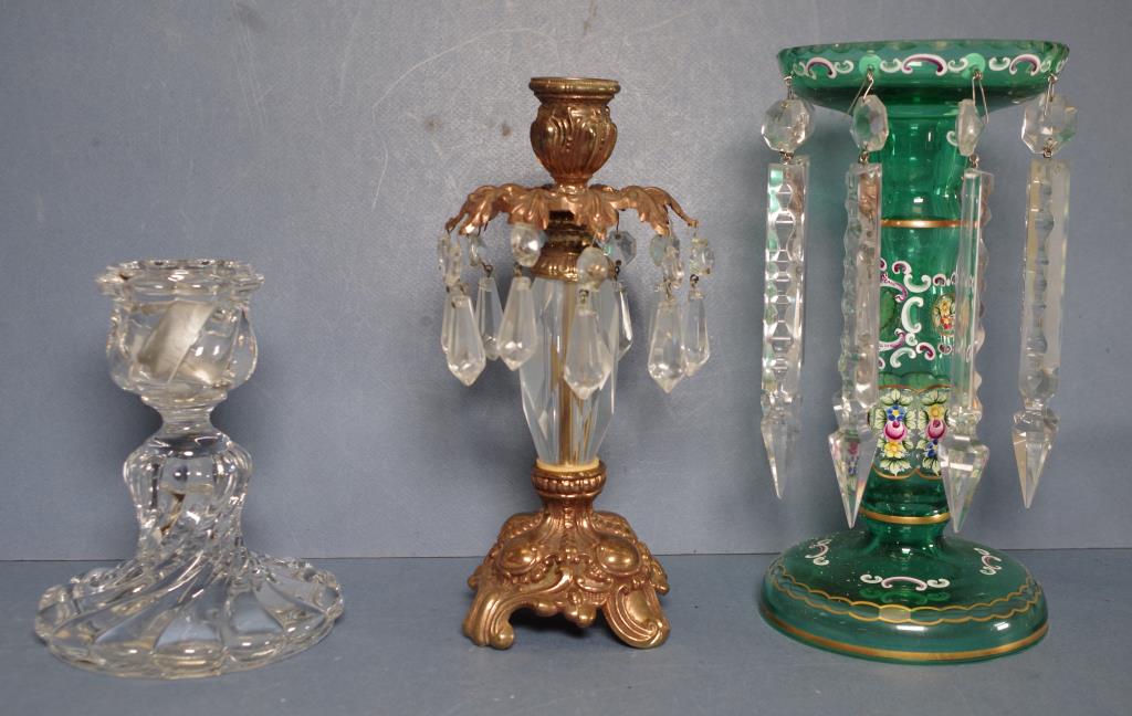 Baccarat crystal candlestick, an ormolu & crystal