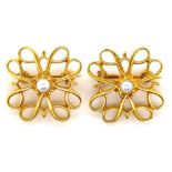 Two 10ct gold and pearl brooches
