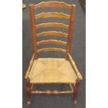 19th century American oak ladder back armchair