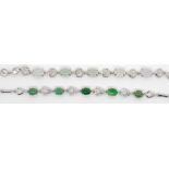 Two jade and sterling silver bracelets