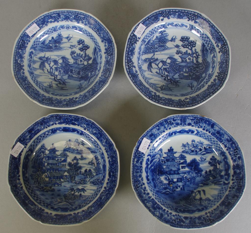 Set four antique Chinese export ceramic dishes