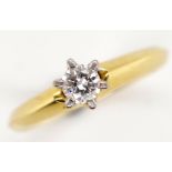 Diamond solitaire and 18ct gold ring