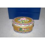 Halcyon days enamel & gilt floral trinket box