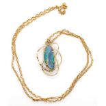 Opal and 9ct gold pendant and chain