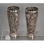 Ornate pair of Chinese silver pierced vases