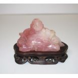 Chinese carved rose quartz figure