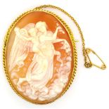 Antique cameo and 9ct gold brooch