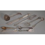 Quantity of silver & silver plate serving flatware