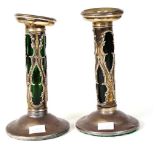 Pair of pierced sterling silver candlesticks