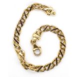 9ct gold cross hatch chain bracelet