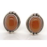 Arts and Crafts Carnelian and silver stud earrings